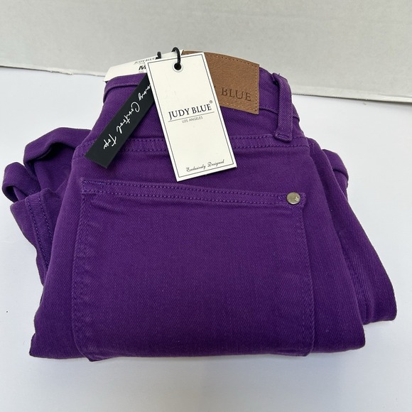 Judy Blue Pants - Judy Blue NWT Hi-Rise Tummy Control Purple Denim Shorts Sz Medium Style #150268